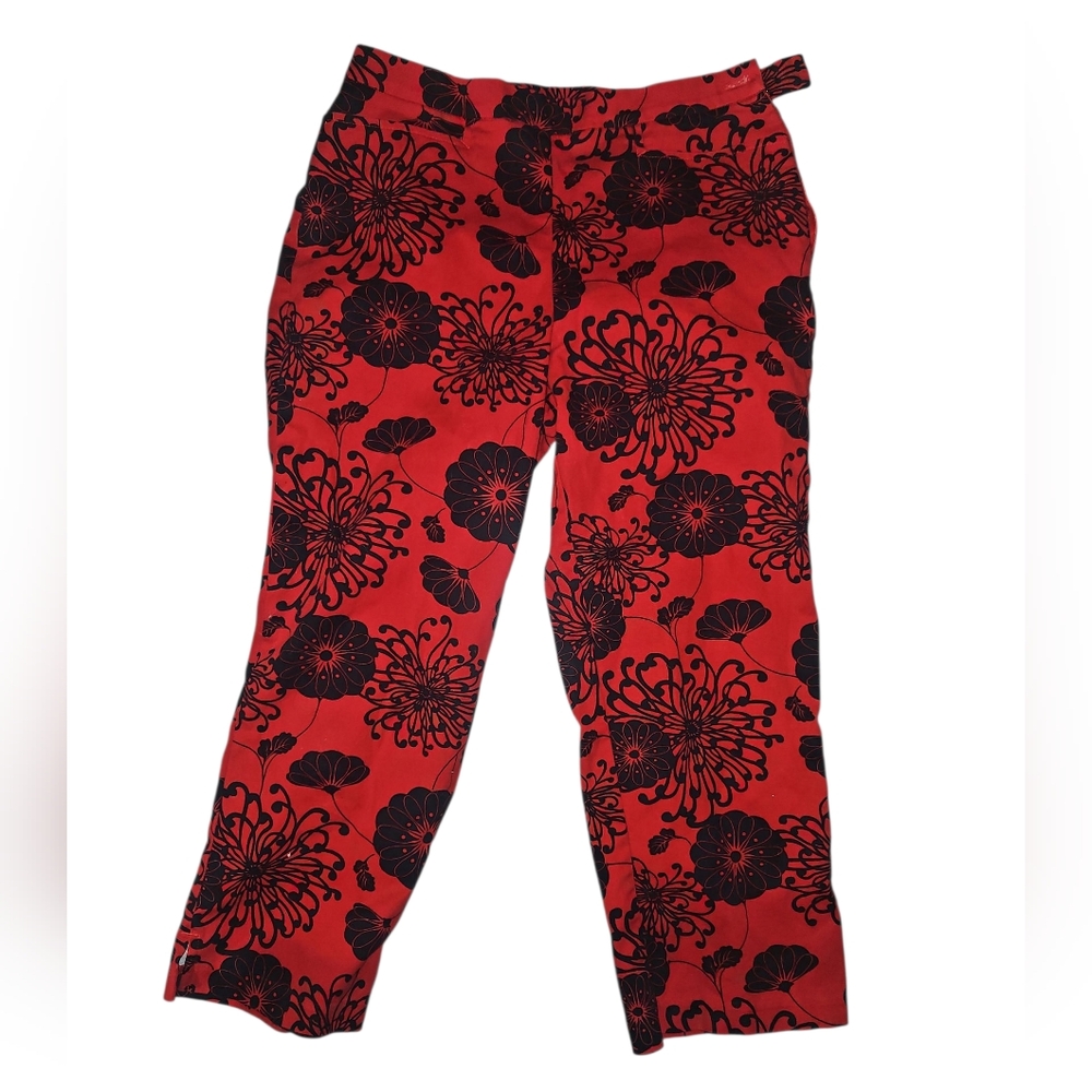 Red Floral Patterned Pants